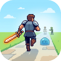 RunQuest app icon — a pixel hero running with a glowing sword